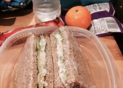 lunch box with  rotesseri chicken saladsandwich